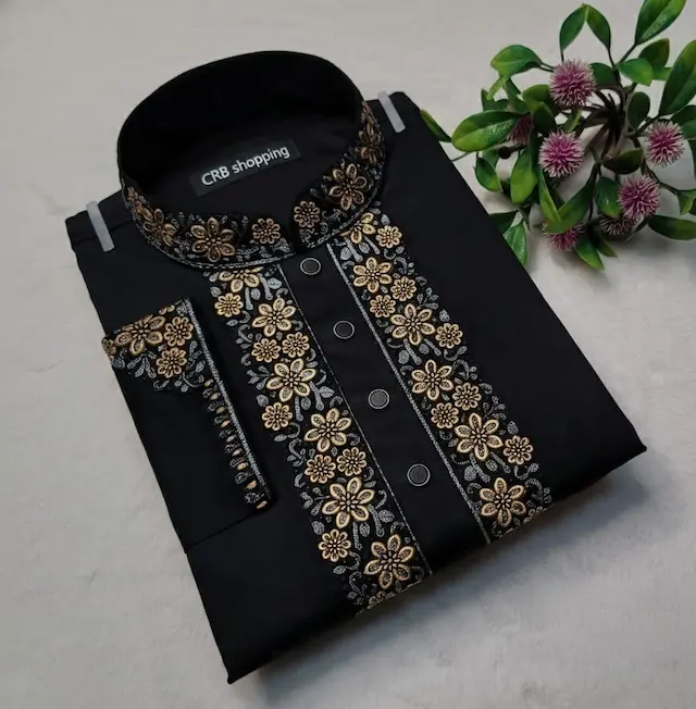 ✨ Premium Cotton Embroidered Palen Satin Panjabi ✨