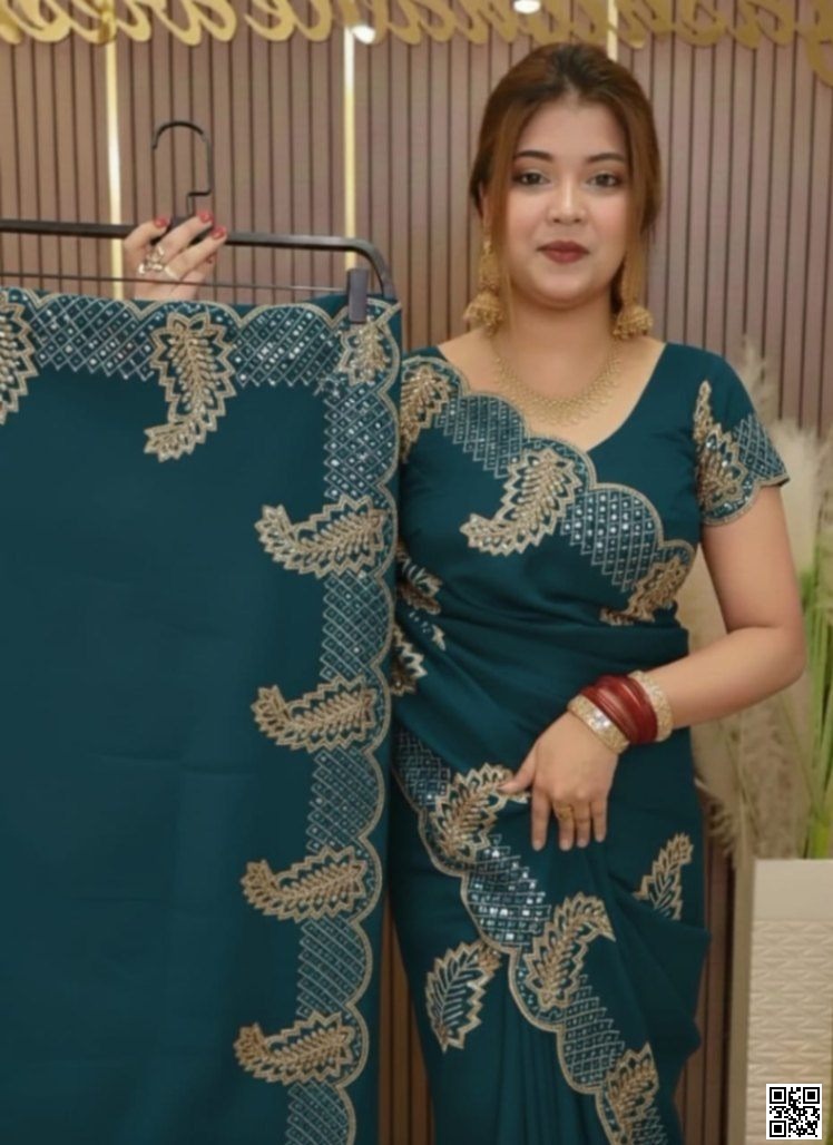 ✨ Pure Georgette Saree with Double Stone Work ✨ ( nphtg)