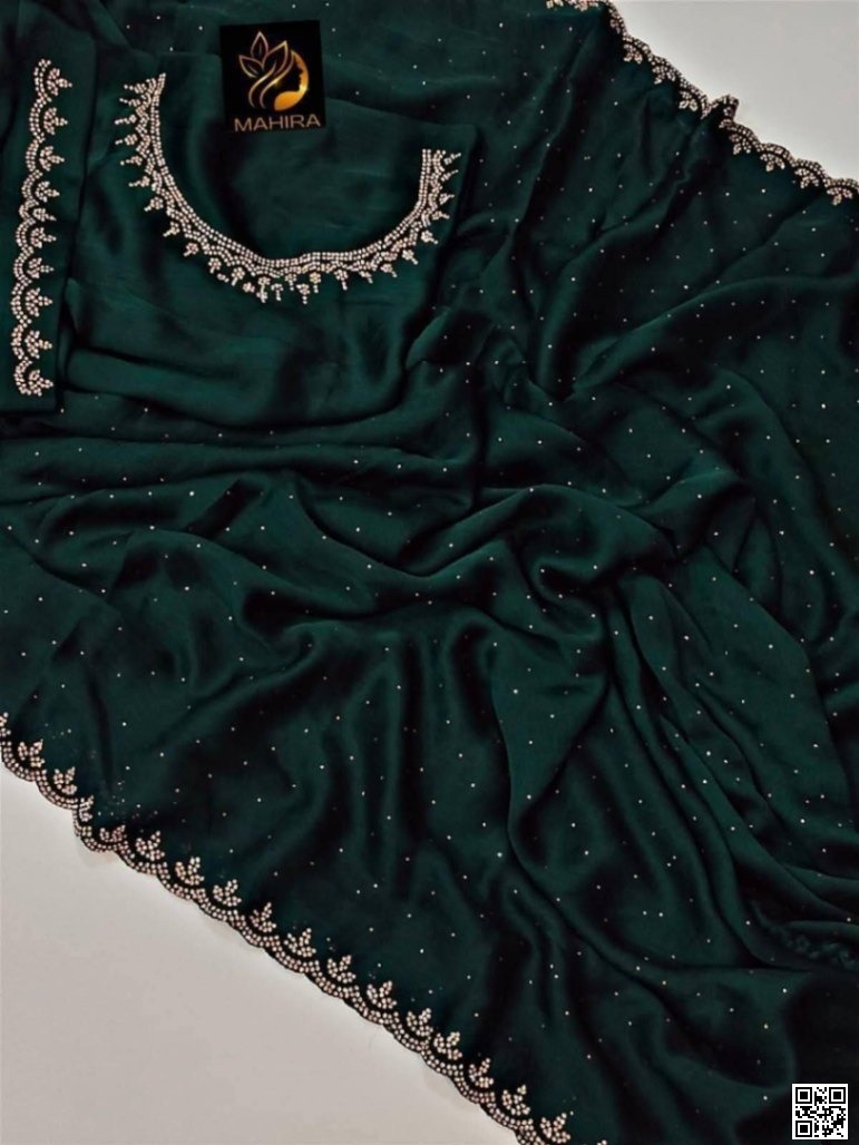 ✨ Weightless Georgette Saree with Stone Work ✨ ( vrune)