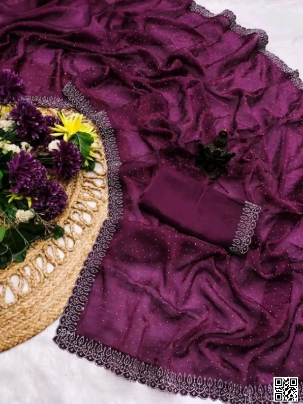 ✨ Pure Georgette Saree with Stone Work ✨ (0vpm6)