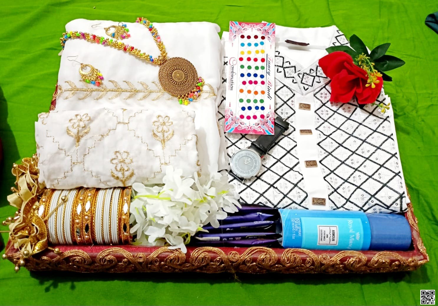 Full Package – Jorjet Saree & Embroidery Panjabi Combo ( C4748)