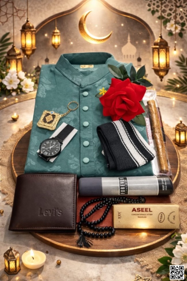 ফুল প্যাকেজ ঈদ স্পেশাল – ১০০% জাফরান ফেব্রিকের পাঞ্জাবি ( 9g0v0)