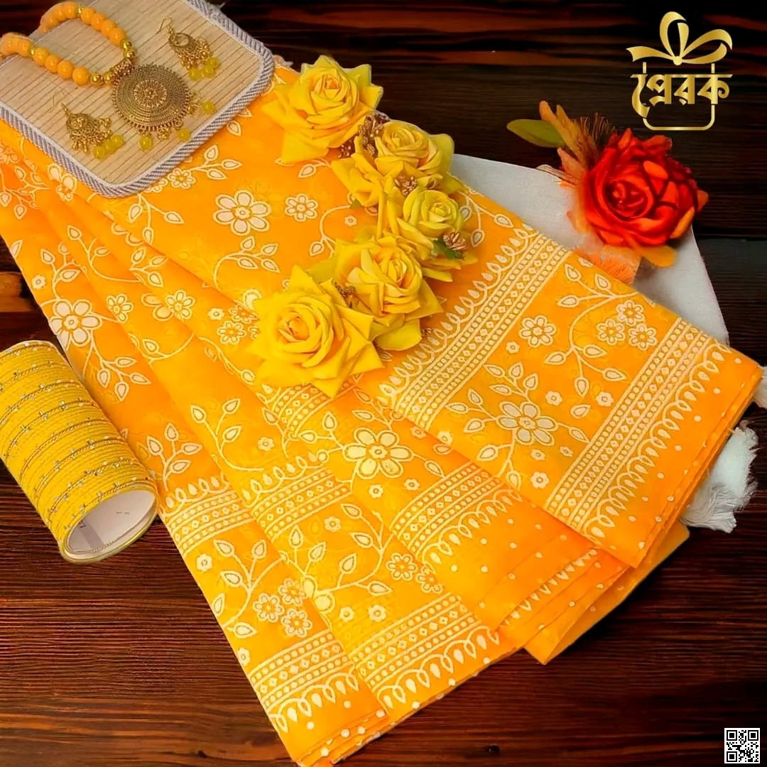চন্দেরি সিল্ক ডিজিটাল প্রিন্ট সাড়ি COMBO 🌟 ( XZcbF)