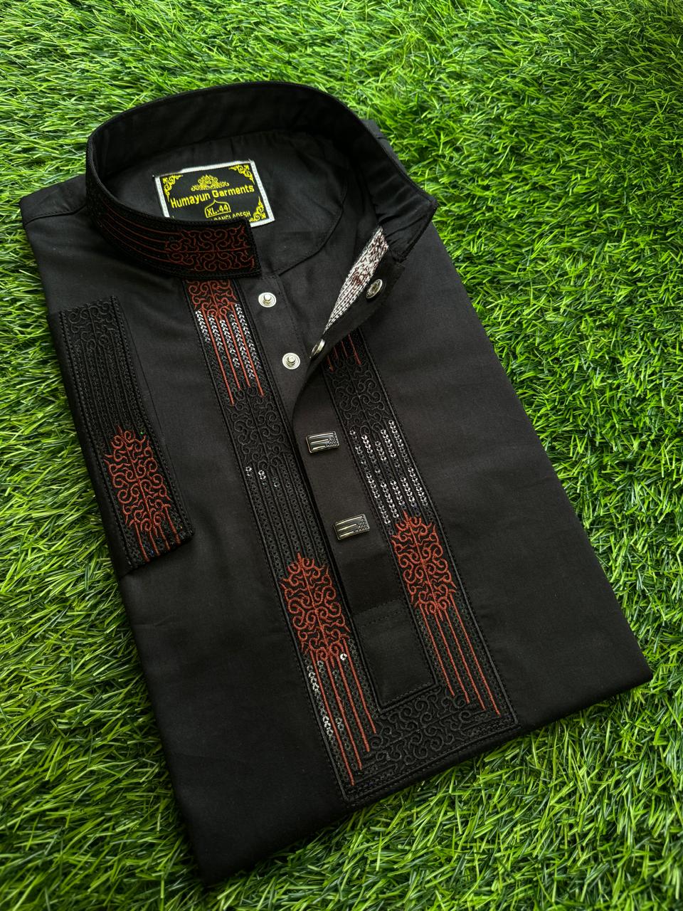 Men's Elite Premium Sequence Embroidery Work Panjabi For Men (Snap Button / টিপ বুতাম) ( nhypj)