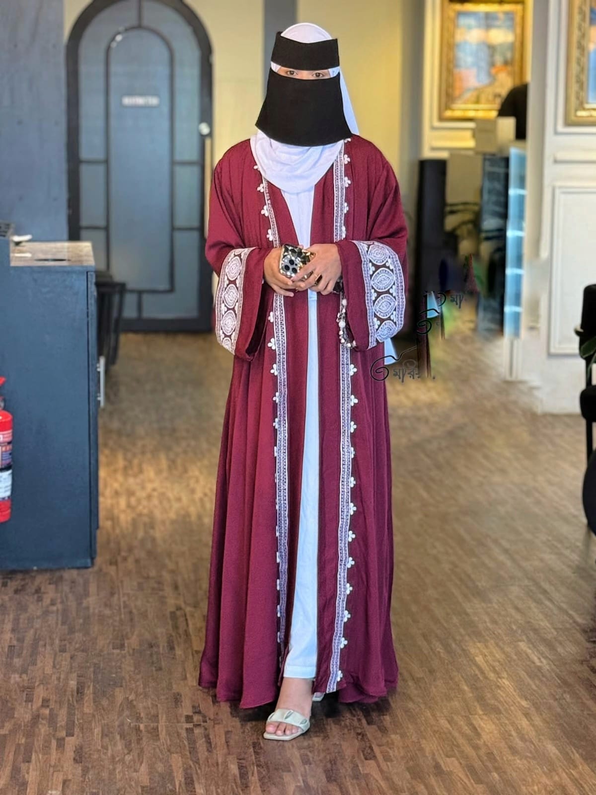 Abaya In Josna – Premium Dubai Fabric Embroidery Work Full Set ( 25250)