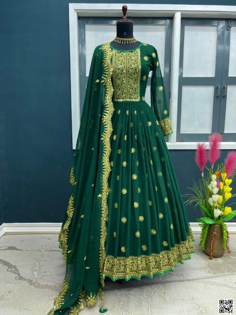 Ready-Made Georgette Embroidery Party Dress (8k3lc)